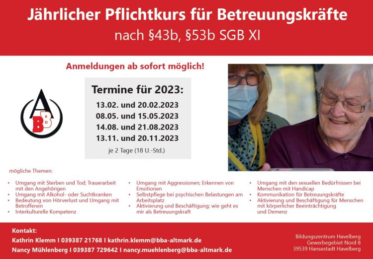 Betreuungskraft Nach 43b Sgb Xi www.bba-altmark.de